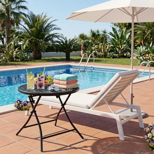 TeoKJ Folding Small Outdoor Side Table, No Assembly Metal Desk - Image 2