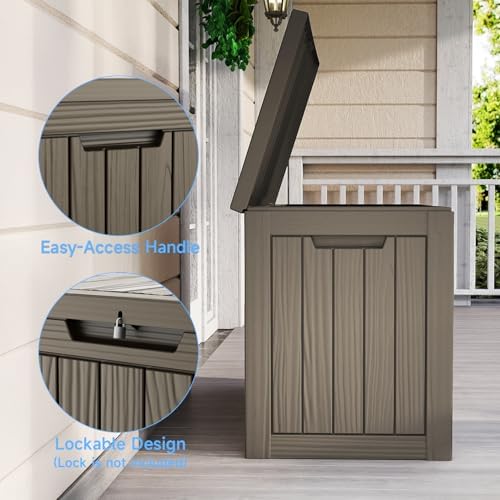 55 Gal Outdoor Storage Box Waterproof Lockable Deck Box Grey - Image 5