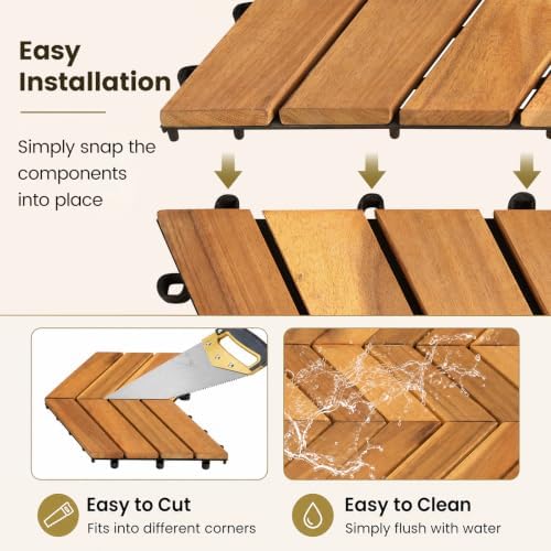 Goplus 30-Pack Acacia Wood Interlocking Deck Tiles - Image 7