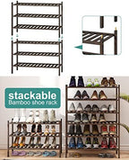 viewcare Shoe Rack for Closet, 3-Tier Bamboo Wood Shoe Racks, Stackable | - Image 6