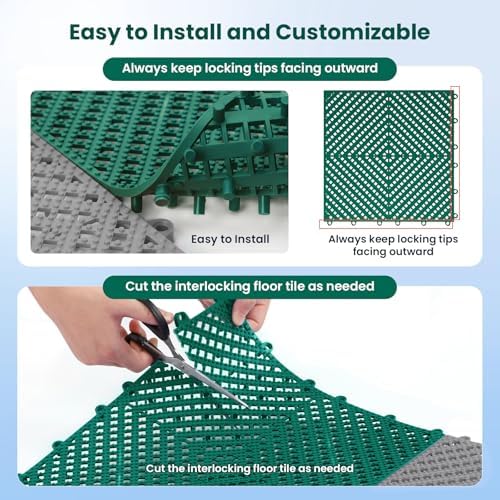 Jocoevol 12-Pcs Interlocking Tile, Indoor/Outdoor Drainage Interlocking Floor - Image 4