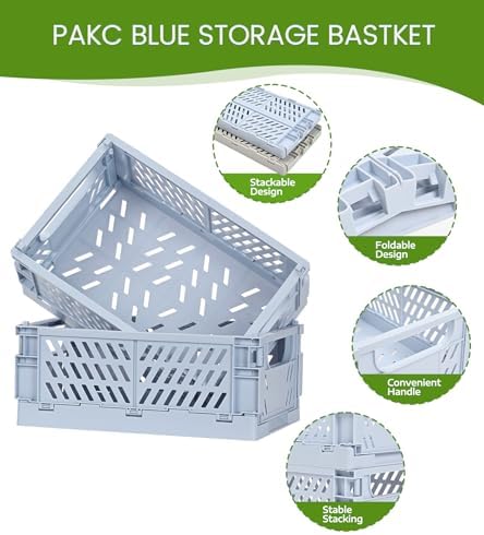 HUUSMOT 4-Pack Collapsible Plastic Storage Baskets, 9.8"x6.5"x3.8" - Image 2