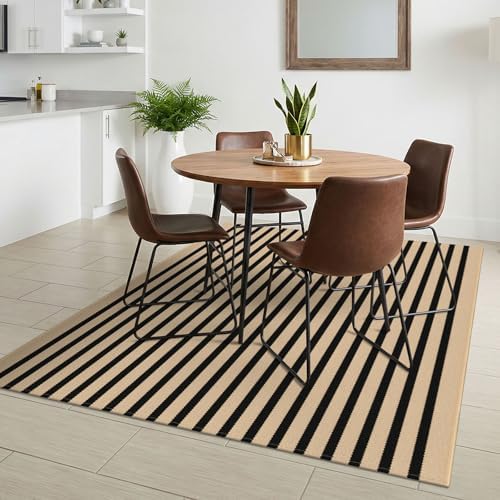 KILOCOCO Striped Rug 4x6 ft Washable Woven Front Door Rug - Image 3