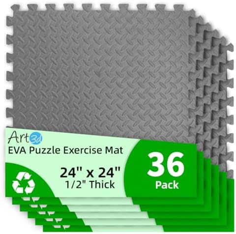 Art3d 36-Pack 24"x24" EVA Interlocking Exercise Mats, 144 Sq.Ft by Art3d