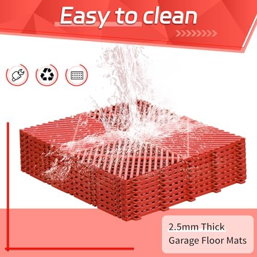Barydat 24 Pcs 12x12 Garage Floor Tiles Interlocking Drainage - Image 4