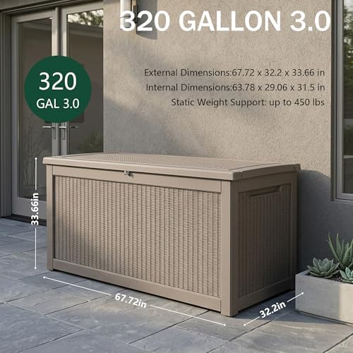 Outdoor Storage Box, 320 Gallon Waterproof Deck Box - Image 2