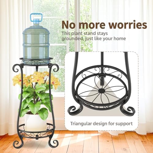 LASZOLA Metal Corner Plant Flower Stand Tall Indoor Outdoor, 2 Tiers Black - Image 3