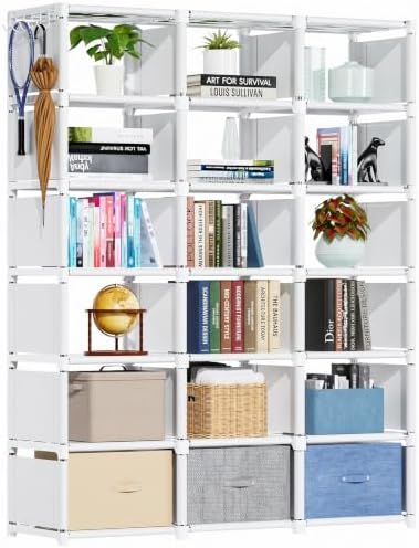 Mavivegue Book Shelf, 18 Cube Storage Organizer, DIY Bookcase White by Mavivegue