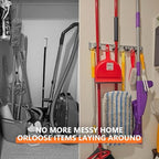 reliahom Broom Holder Wall Mount Mop Hanger Tools organizer 5Racks4Hooks - Image 4