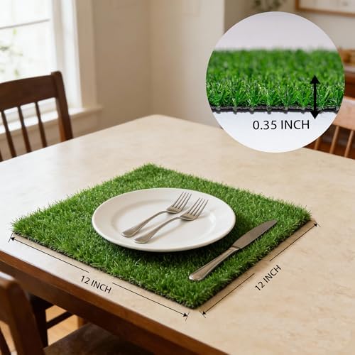 Artificial Grass Mat 12x12 Inch 8 Pack Fake Grass Turf Patch - Image 3