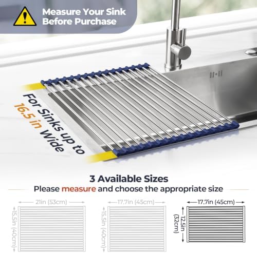 Tomorotec Roll Up Dish Drying Rack Over Sink, 304 Steel - Image 4