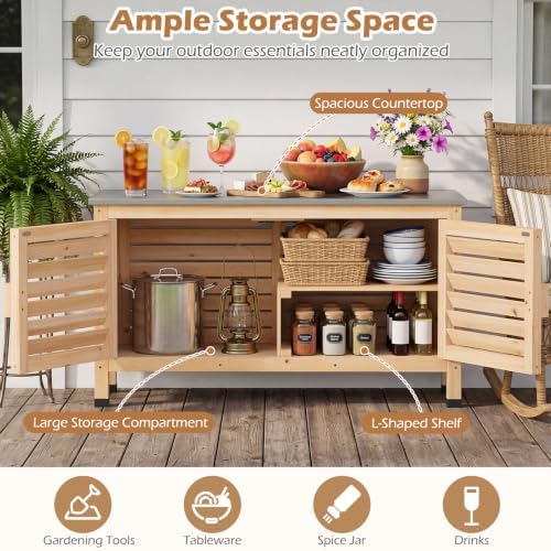 Tangkula Wood Outdoor Storage Cabinet - Image 3