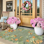 Sage Green Floral Entry Rug - Image 7