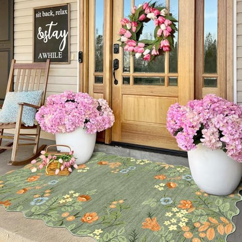 Sage Green Floral Entry Rug - Image 7