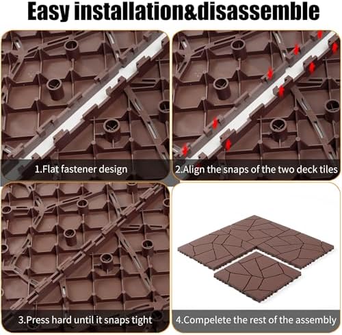 44 Pack Interlocking Deck Tiles, All-Weather Outdoor Deck Tiles - Image 4