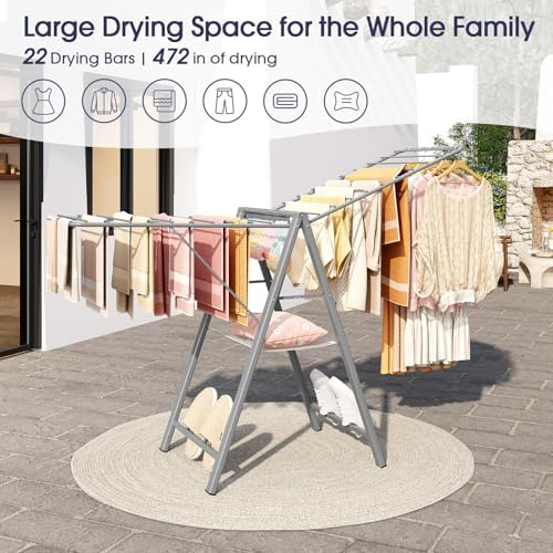 APEXCHASER Clothes Drying Rack, 67.7" L Height Adjustable - Image 3