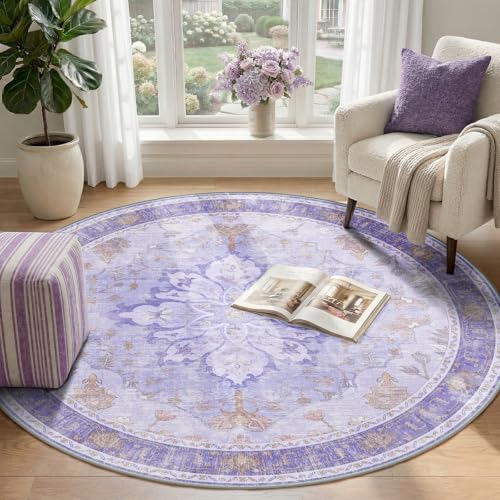 RELEANY Washable Area Rug, Round 4ft - Image 2