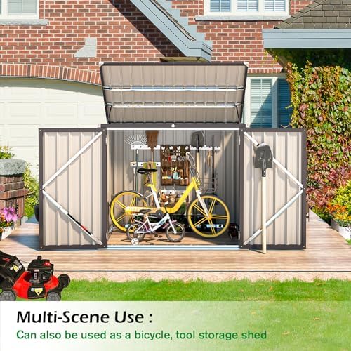 AECOJOY Outdoor Trash Can Storage Shed, 46 Cu.Ft Metal Garbage Bin Enclosure - Image 4