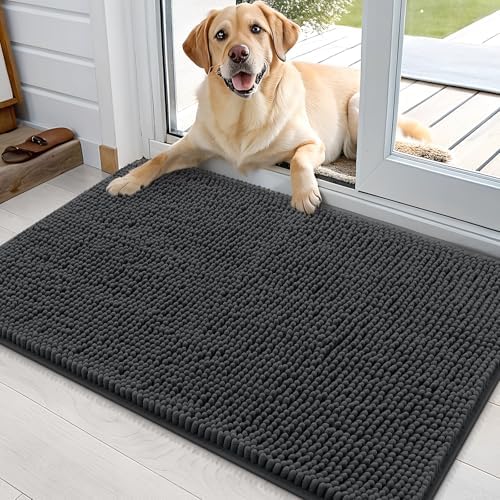 OLANLY Dog Door Mat for Muddy Paws 35x24, Super Absorbent Chenille Mud Mat by OLANLY