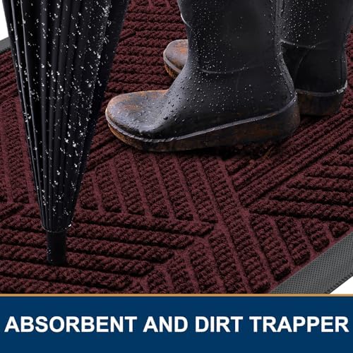 Smiry Front Door Mat Outside Entrance, Low Profile Rubber Doormat - Image 3