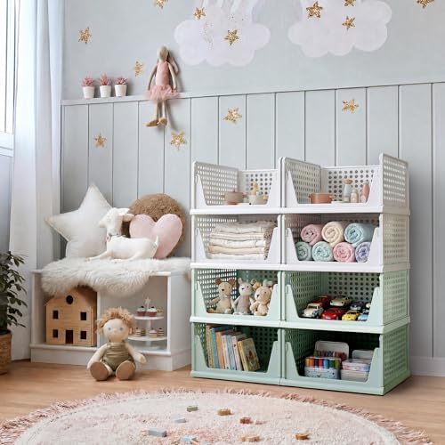 Pinkpum Green Boy Closet Organizers and Storage Stackable Plastic Drawer Basket - Image 2