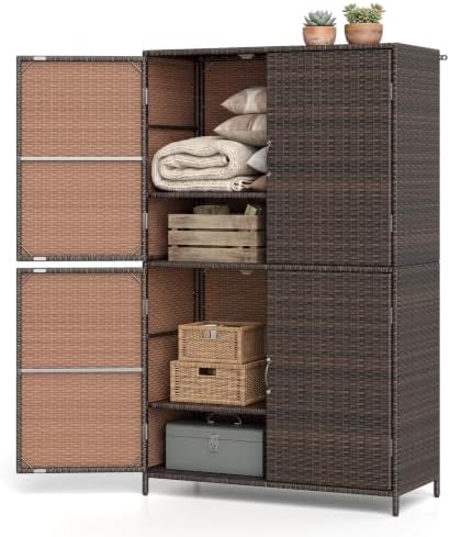 Tangkula Rattan Outdoor Storage Cabinet by TANGKULA