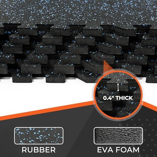 SUPERJARE 0.4'' Thick 12 Pcs 48 Sq Ft Rubber Top Exercise Equipment Mats - Image 4