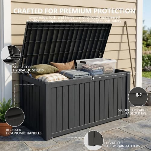 Outdoor Storage Box, 180 Gallon Waterproof Deck Box - Image 3