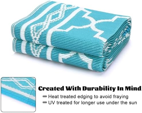 GlowSol Reversible Outdoor Rug 9x18 ft Clearance, Waterproof Outdoor Plastic - Image 5