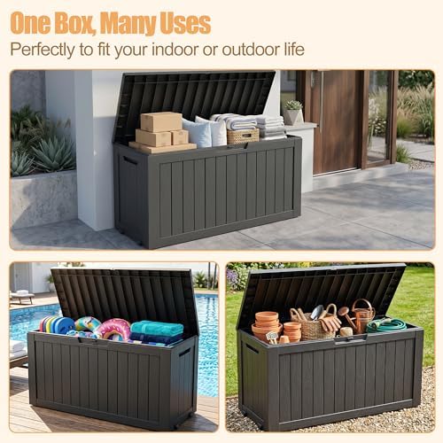 Outdoor Storage Box, Waterproof 100 Gallon Resin Deck Box - Image 3