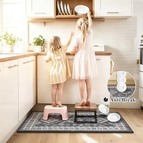 HEBE Boho Kitchen Rugs Set of 2, Non Slip Washable Kitchen Mats - Image 7