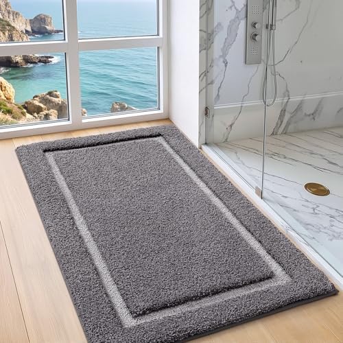 Color&Geometry Bathroom Rugs, Microfiber Bath Rugs, Dark and Light Grey - Image 3