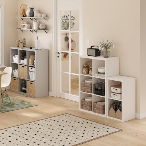 Furinno Cubicle Open Back Decorative Cube Storage Organizer, Light Grey - Image 4
