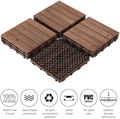 Yaheetech 11PCS Interlocking Deck Tiles Outdoor Patio Floor - Image 6