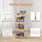 Lifewit Plastic Stackable Storage Baskets, 4 Tier Stacking Bins - Image 6