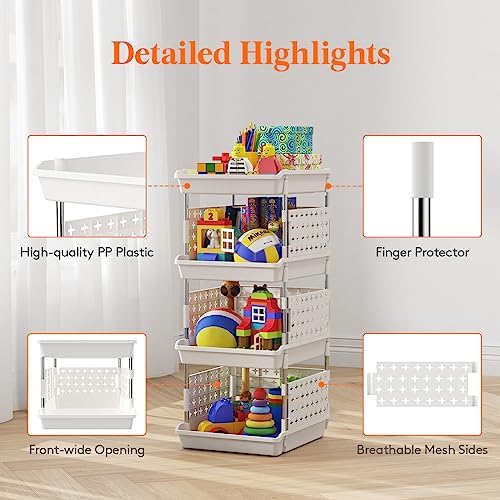 Lifewit Plastic Stackable Storage Baskets, 4 Tier Stacking Bins - Image 6