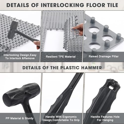 Drydiet 8 Pack Drainage Tiles Modular Interlocking Floor Tiles - Image 3