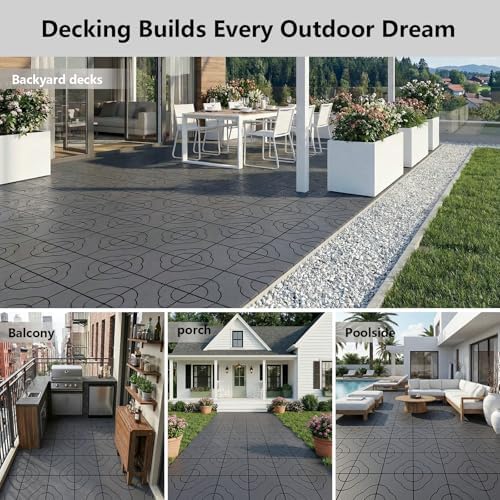 44 Pack Interlocking Deck Tiles, Easy Snap All-Weather Outdoor Deck Tiles - Image 3