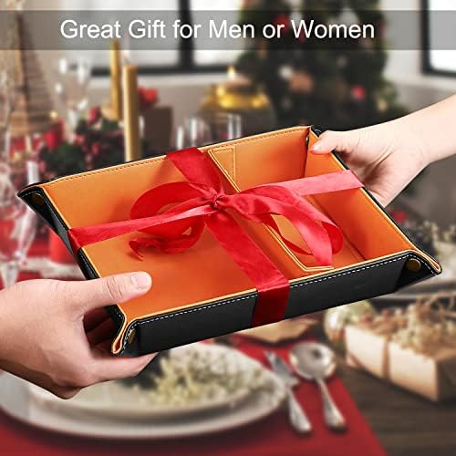 SITHON Valet Tray Desktop Storage Organizer, Removable 2 Compartments Catchall - Image 7