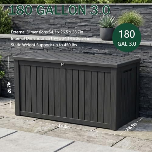 Outdoor Storage Box, 180 Gallon Waterproof Deck Box - Image 2