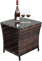 VINGLI Outdoor Wicker Side Table Patio Side Tables by VINGLI
