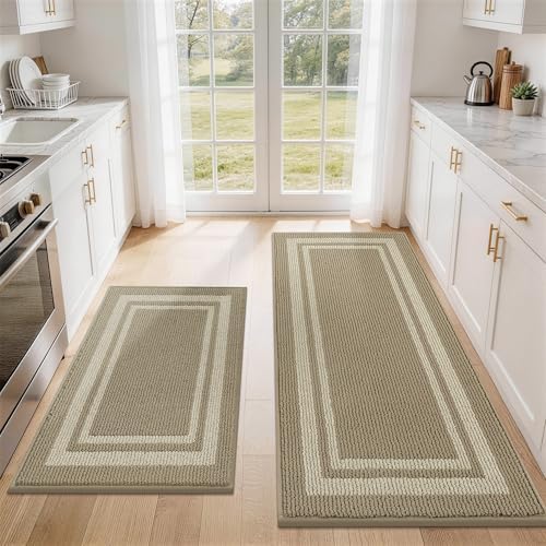 COSY HOMEER Kitchen Rugs Sets of 2 Non-Slip Washable by COSYHOMEER
