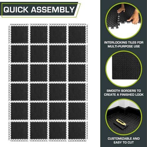 ProsourceFit Exercise Puzzle Mat 1/2-inch, EVA Interlocking Foam Floor Tiles - Image 5