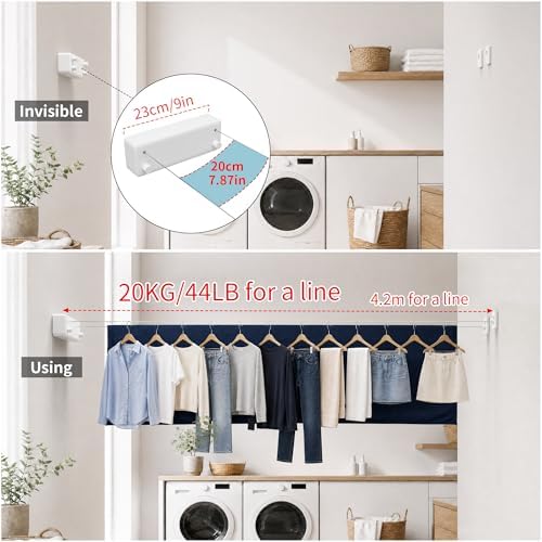 JOOM Retractable Clothesline Indoor, Dual 2 x 13.8 FT Clothes Lines - Image 3