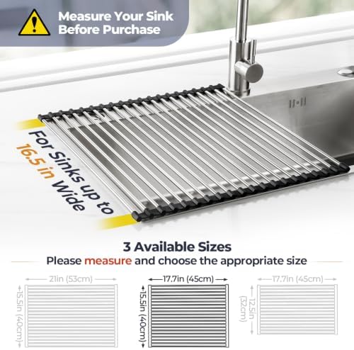 Tomorotec Roll Up Dish Drying Rack Over Sink, 304 Steel - Image 4
