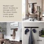 Umbra Flip Coat Rack, Wall Mount 8-Hook, Space Saving - Image 4