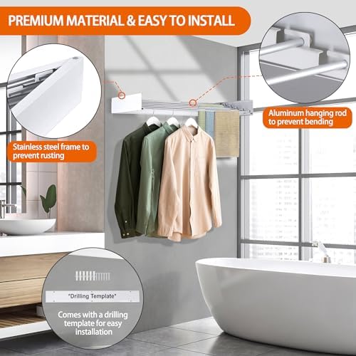 FOCHIER F Laundry Drying Rack Wall Mounted Clothes Drying Rack Collapsible - Image 4