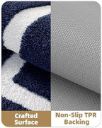 Color&Geometry Navy Blue Bathroom Rugs 43x24, Extra Soft Absorbent Microfiber - Image 6