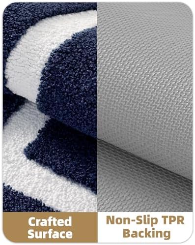 Color&Geometry Navy Blue Bathroom Rugs 43x24, Extra Soft Absorbent Microfiber - Image 6