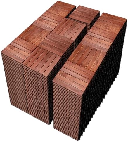 PrimeZone 432 PCS Solid Acacia Wood Interlocking Patio Deck Tiles Outdoor by PrimeZone